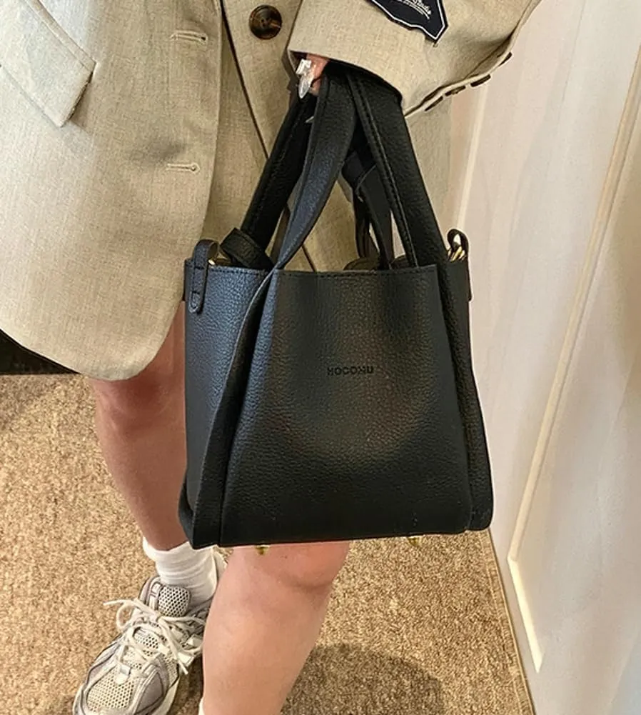 PU Leather Bucket Bags Vegetable Basket for Women Medium handbag Removable Shoulder Strap