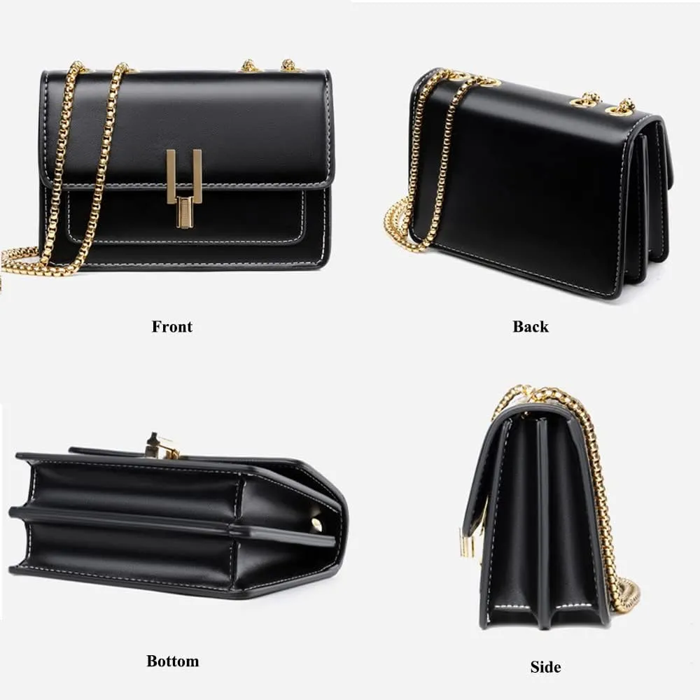 RTGGSEL Elegant Crossbody Shoulder Evening Bag for Women Leather Clutch Handbags Chain Strap Small Satchel Purse