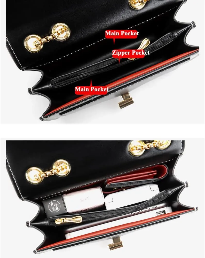 RTGGSEL Elegant Crossbody Shoulder Evening Bag for Women Leather Clutch Handbags Chain Strap Small Satchel Purse
