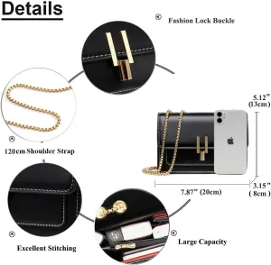 RTGGSEL Elegant Crossbody Shoulder Evening Bag for Women Leather Clutch Handbags Chain Strap Small Satchel Purse