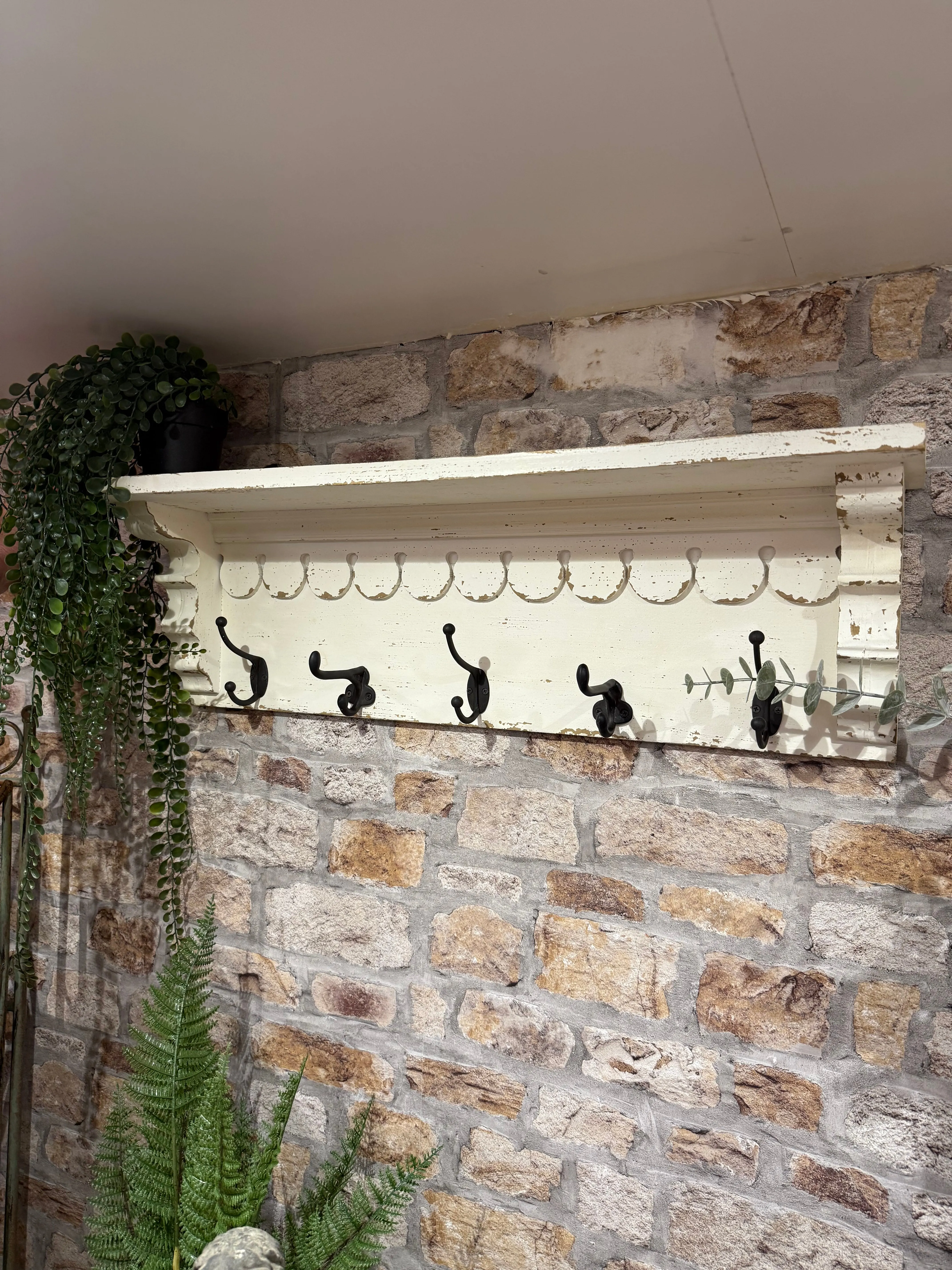 Rustic Shelf with Hooks