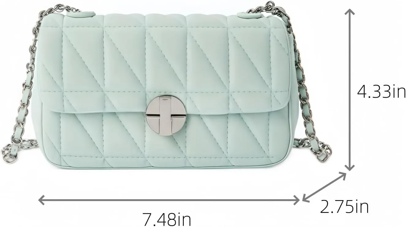 Satchel Crossbody Bags for Women, Vegan Leather Elegant Shoulder Handbag Fashion Underarm Clutch Purse with Chain
