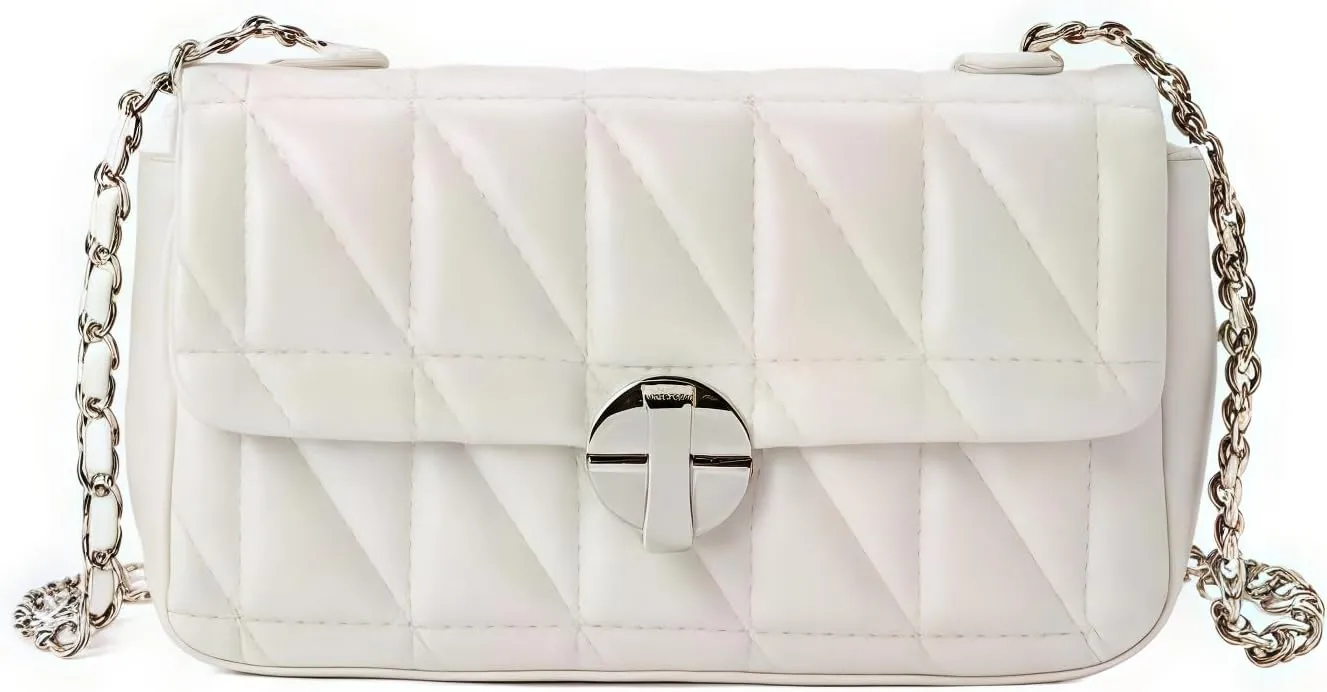 Satchel Crossbody Bags for Women, Vegan Leather Elegant Shoulder Handbag Fashion Underarm Clutch Purse with Chain