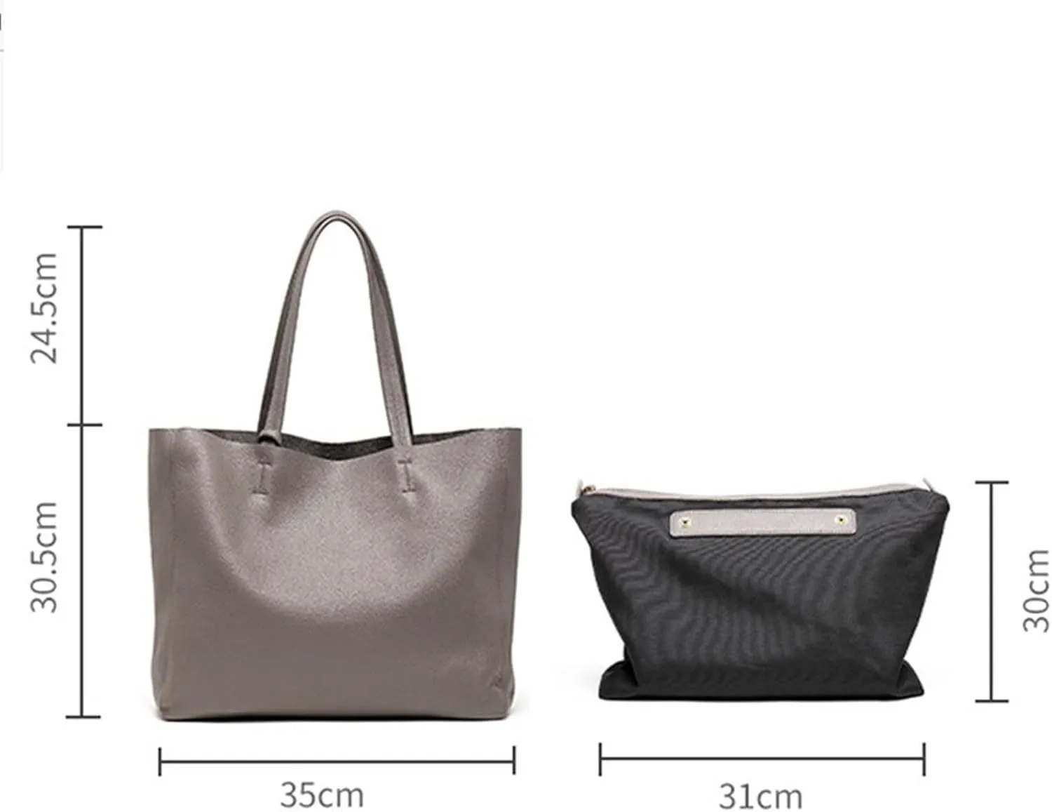Shoulder Bag Genuine Leather Shoulder Bags for Women Large Real Cowhide Handbags Stylish Bucket Tote Bags(Gray)