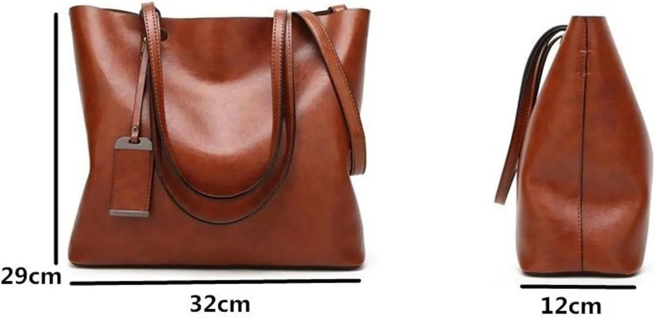 Shoulder Bag Leather Bucket Bag for Women Double Strap Handbag, Versatile Shoulder Bag for Shopping and Daily Use(Orange)