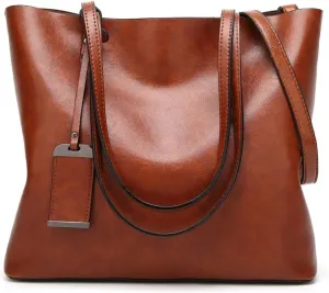 Shoulder Bag Leather Bucket Bag for Women Double Strap Handbag, Versatile Shoulder Bag for Shopping and Daily Use(Orange)