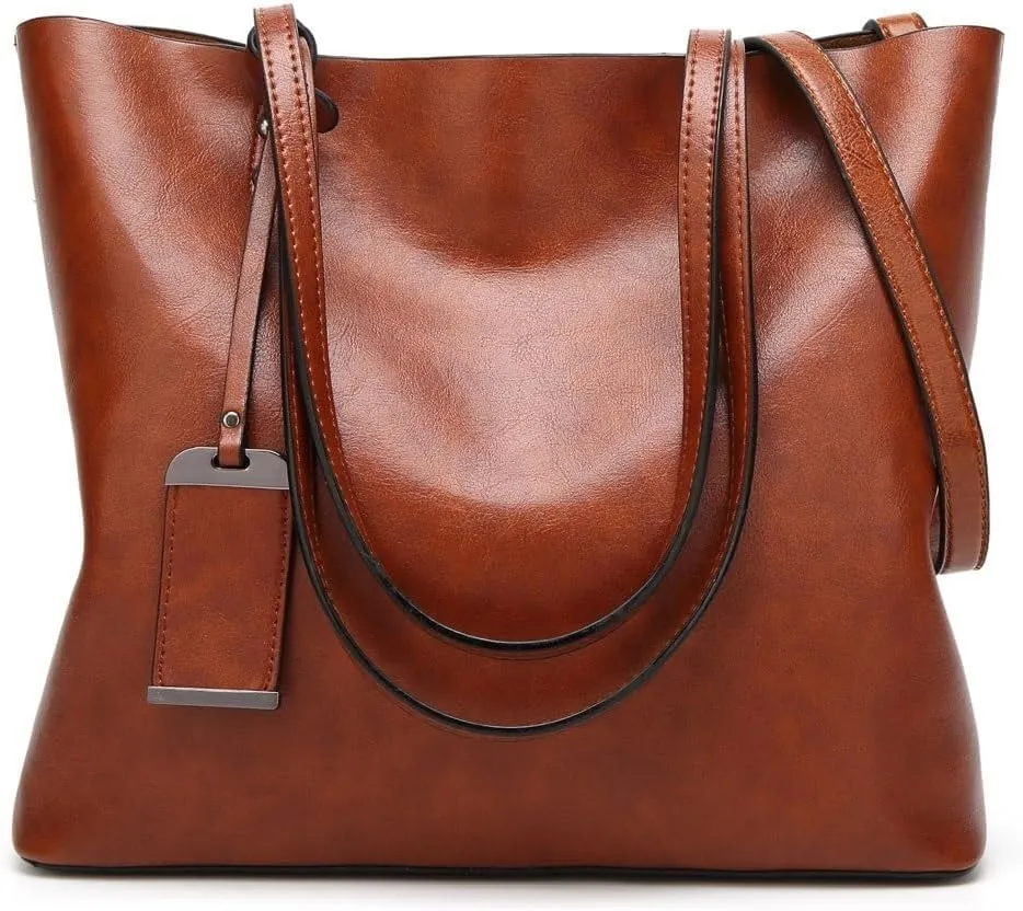 Shoulder Bag Leather Bucket Bag for Women Double Strap Handbag, Versatile Shoulder Bag for Shopping and Daily Use(Orange)