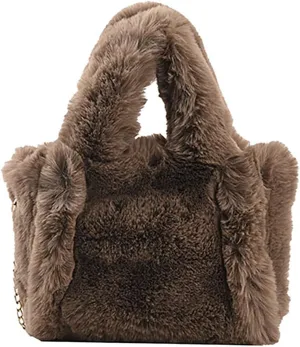 Shoulder Bags Purse Women's Winter Small Size Solid Color Simple Plush Handbag