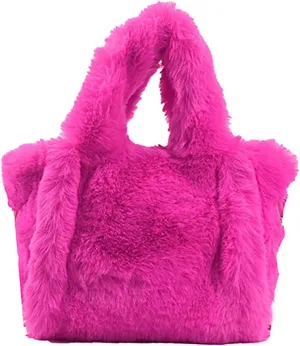 Shoulder Bags Purse Women's Winter Small Size Solid Color Simple Plush Handbag