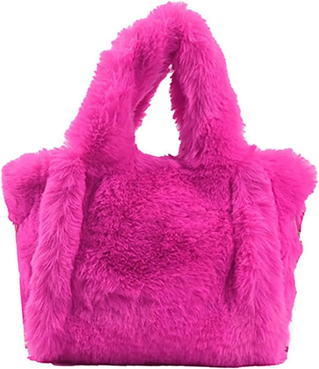 Shoulder Bags Purse Women's Winter Small Size Solid Color Simple Plush Handbag