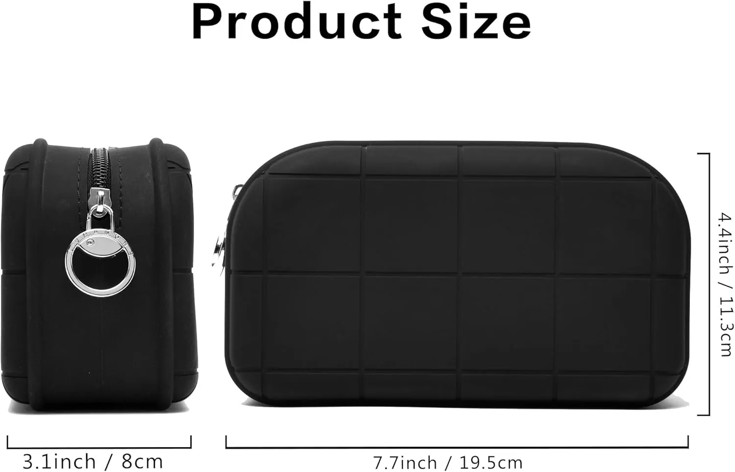 Silicone Makeup Bag Travel Cosmetic Bag Stuff Bag Makeup Pouch Cute Makeup Organizer Versatile Zipper Pouch for Women (Black)