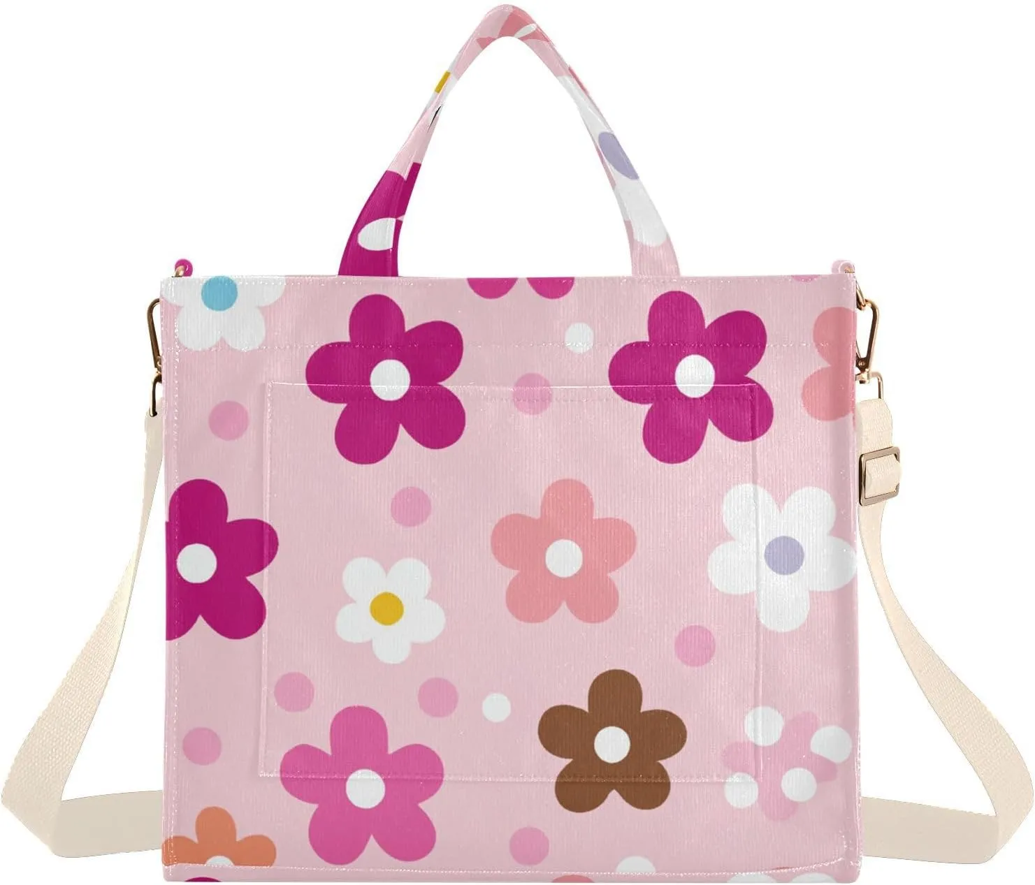 Simple Little Flowers Corduroy Tote Bag for Women Hobo Crossbody Bag Purse Stylish Shoulder Handbag Messenger Bags, S