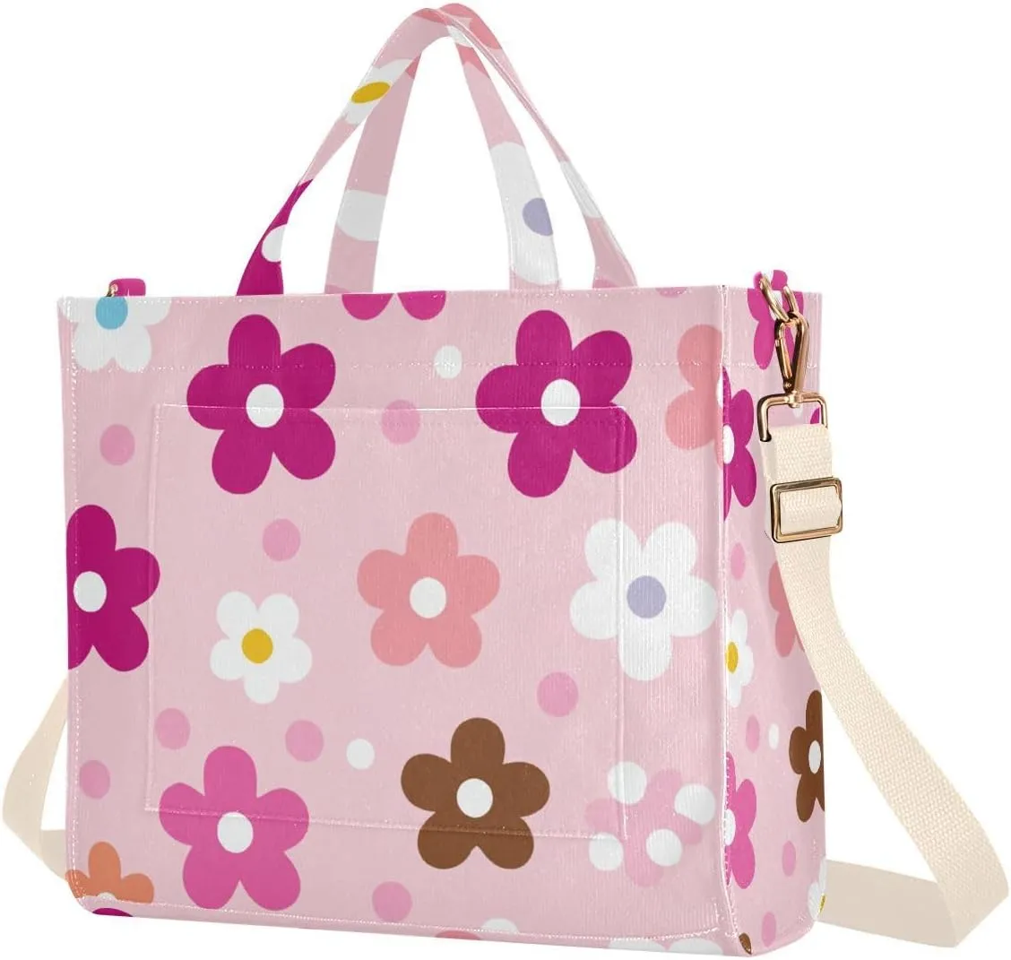 Simple Little Flowers Corduroy Tote Bag for Women Hobo Crossbody Bag Purse Stylish Shoulder Handbag Messenger Bags, S