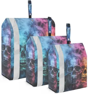 Skulls Colorful 3 Set Travel Packing Cubes For Suitcases With Zipper Travel Bags For Clothes Storage Bags Home Organization