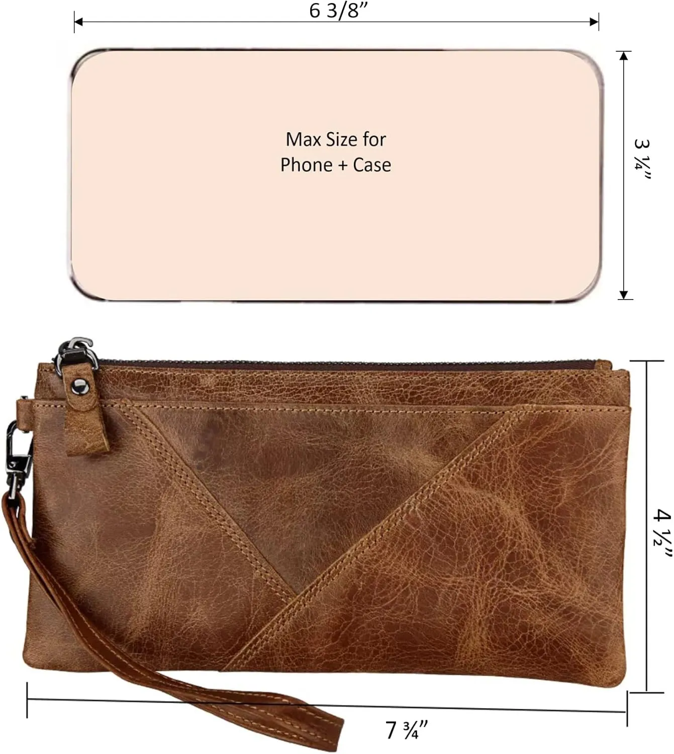 Slim Long Wallet Wristlet For Women Men Genuine Cow Leather Rfid Anti-Theft Fashion Purse Clutch Bags Handbag Phone Bag (B02 Black)