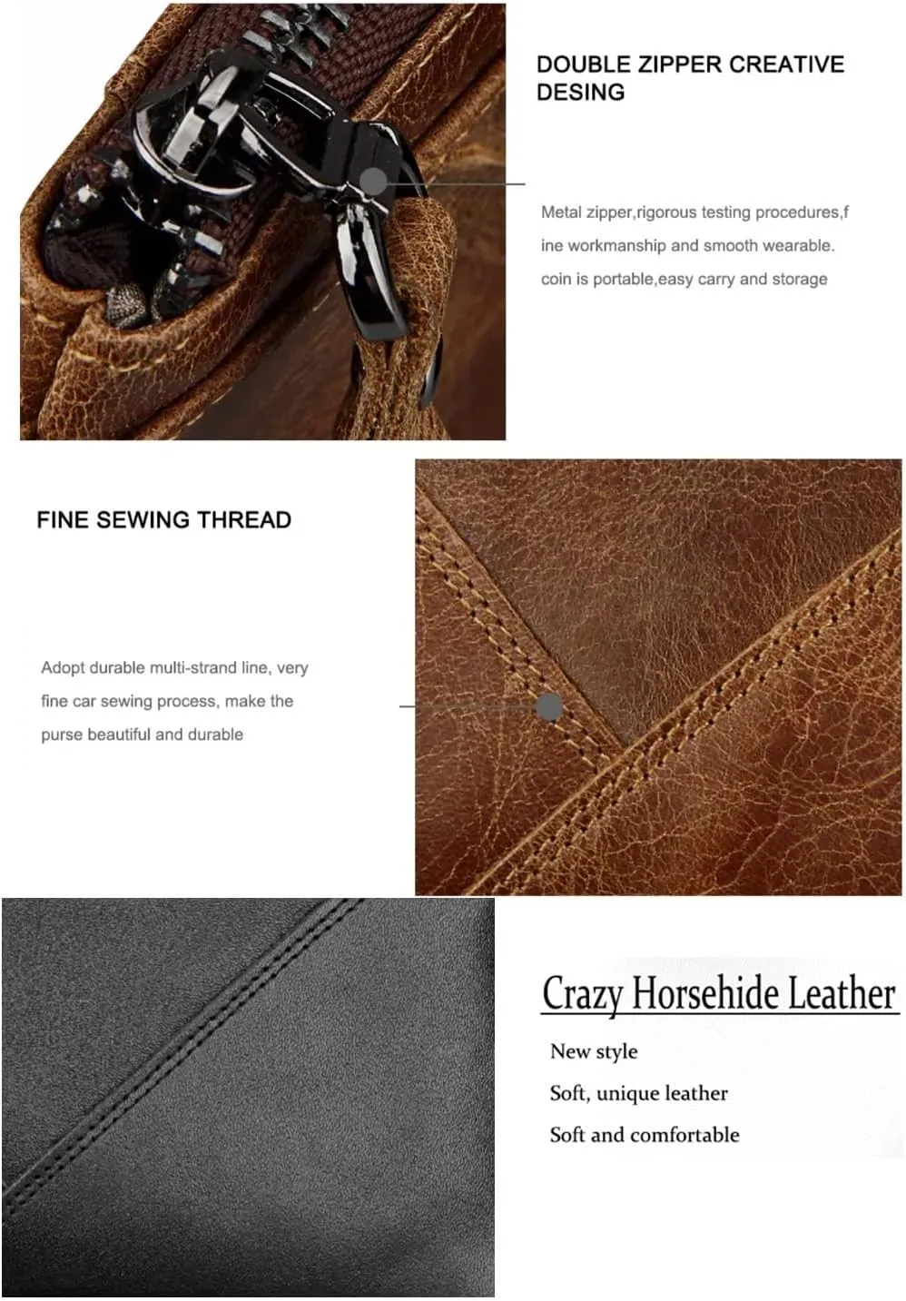 Slim Long Wallet Wristlet For Women Men Genuine Cow Leather Rfid Anti-Theft Fashion Purse Clutch Bags Handbag Phone Bag (B02 Black)