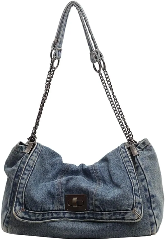 Slouchy Denim Hobo Bags Women Underarm Shoulder Bags Trendy Travel Crossbody Purse Cute Top-handle Tote Handbag 2025