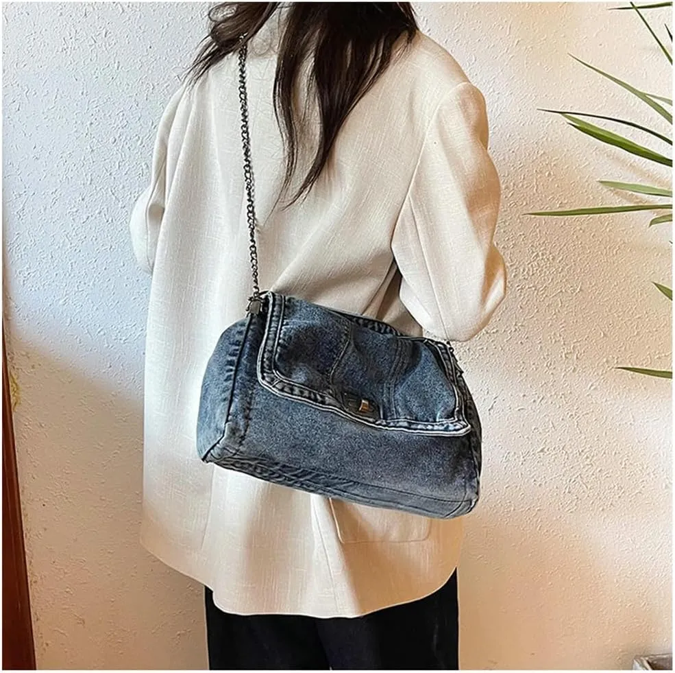 Slouchy Denim Hobo Bags Women Underarm Shoulder Bags Trendy Travel Crossbody Purse Cute Top-handle Tote Handbag 2025