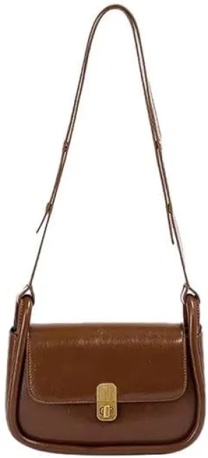 Small Crossbody Bags for Women Trendy Flap Saddle Purses Leather Shoulder Bag Handbag Scarlet
