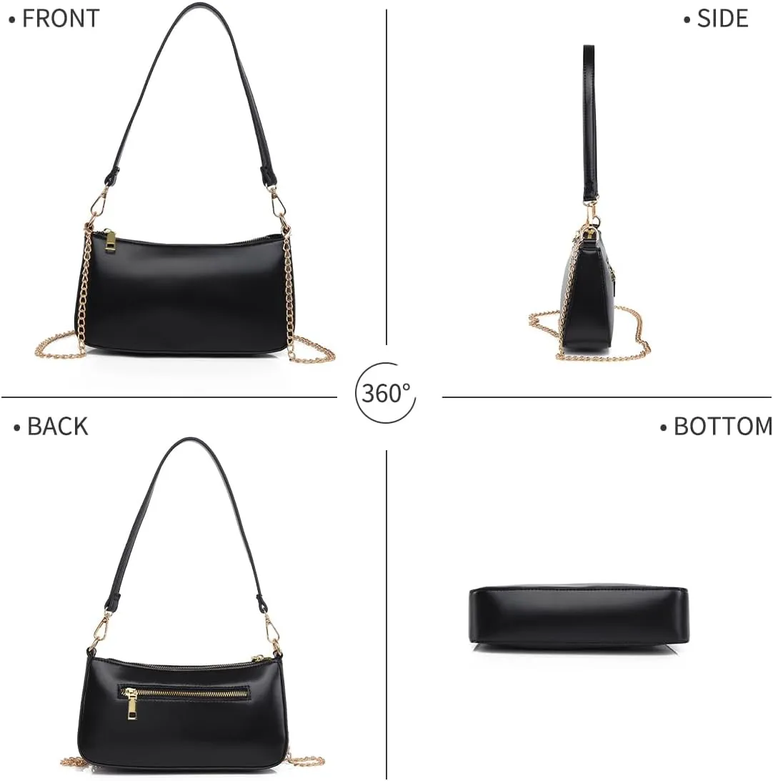 Small Shoulder Bag for Women Trendy Purse Retro Vegan Leather Hobo Purses Clutch Tote HandBags with Zipper Closure