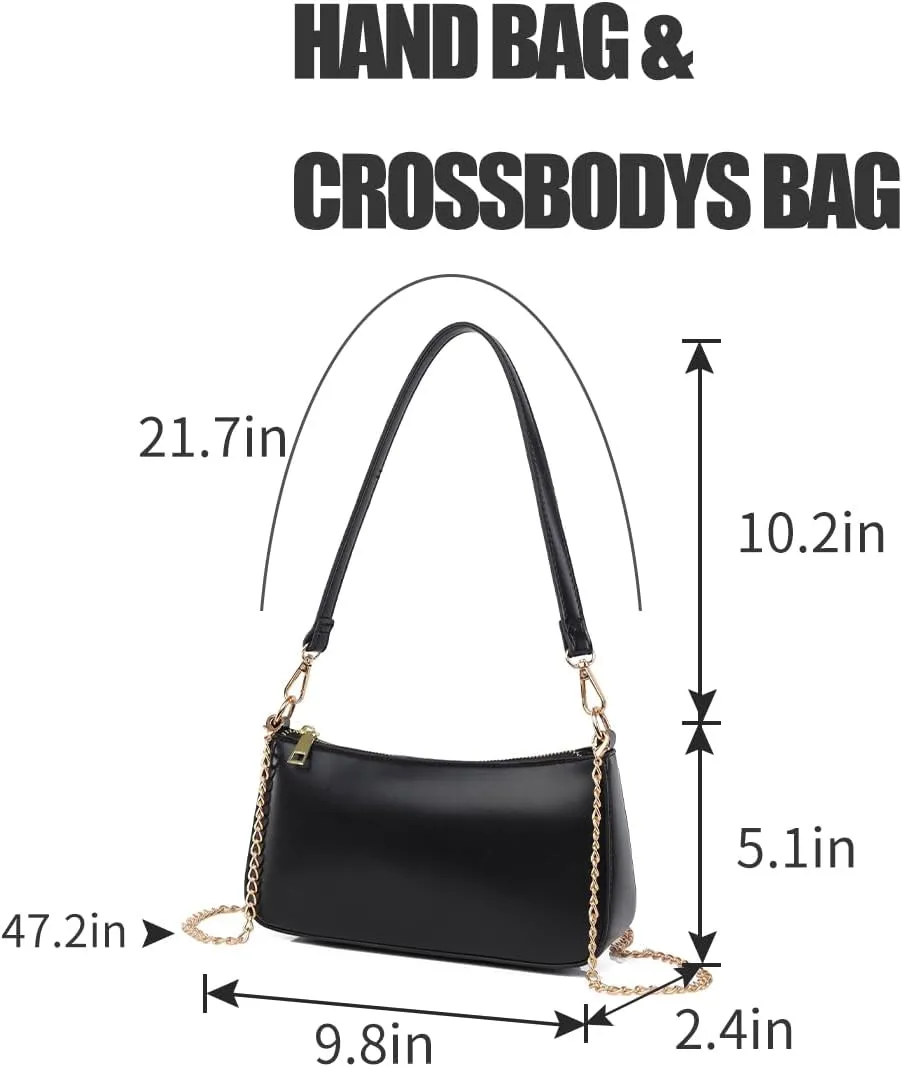 Small Shoulder Bag for Women Trendy Purse Retro Vegan Leather Hobo Purses Clutch Tote HandBags with Zipper Closure