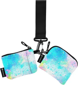 Small Wallet for Women Chic Abstract Colorful Zip Around Dual Pouch Wristlet Wallets for Women Portable Card Wallet