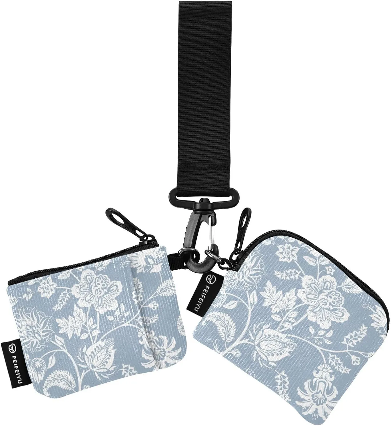 Small Wallet for Women Chic Floral Flower Zip Around Dual Pouch Wristlet Wallets for Women Portable Card Wallet
