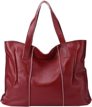 Soft Genuine Leather Tote Bags for Women Large Capacity Handbags Ladies Top Handle Satchel Trendy Working Shoulder Bags