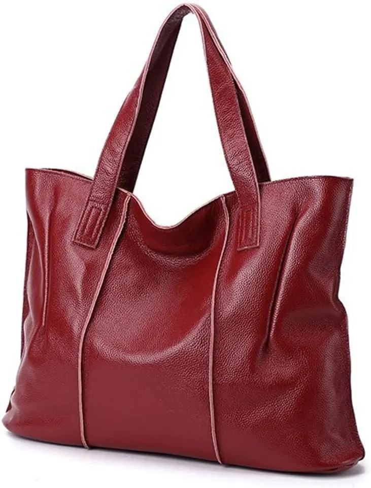 Soft Genuine Leather Tote Bags for Women Large Capacity Handbags Ladies Top Handle Satchel Trendy Working Shoulder Bags
