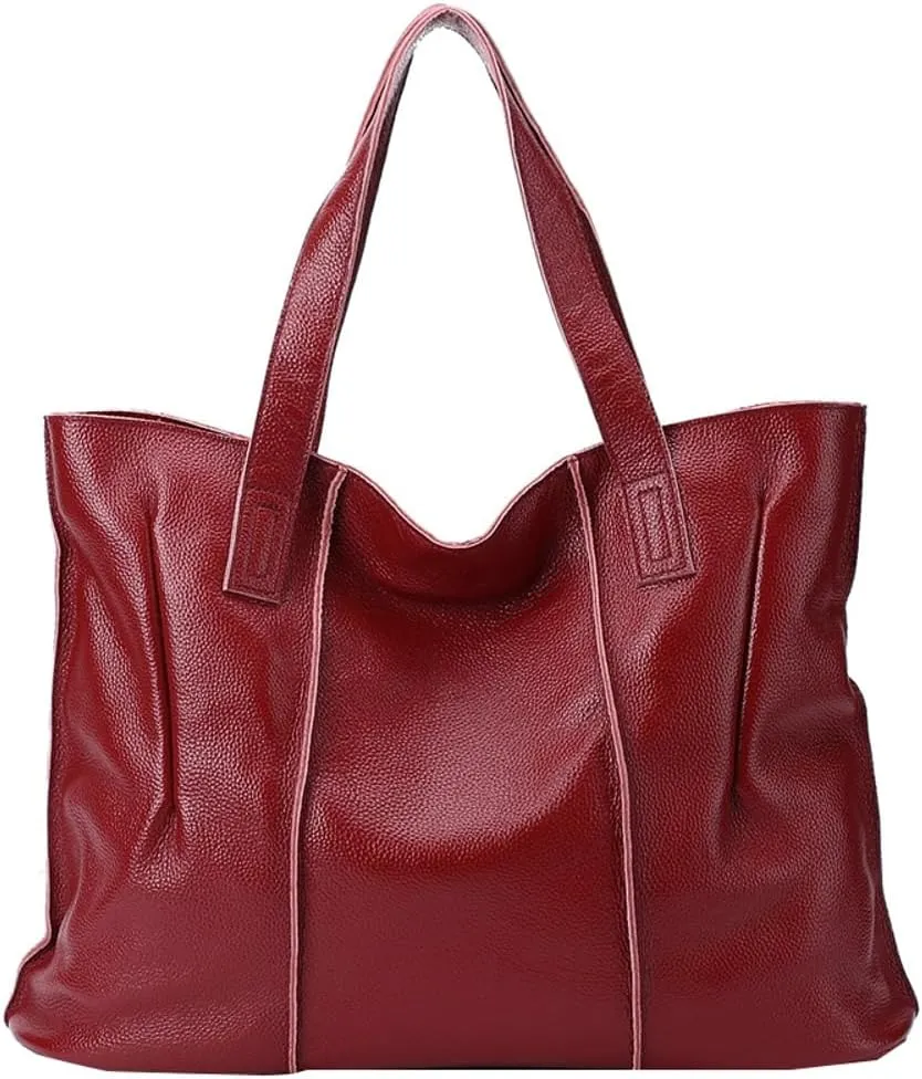 Soft Genuine Leather Tote Bags for Women Large Capacity Handbags Ladies Top Handle Satchel Trendy Working Shoulder Bags