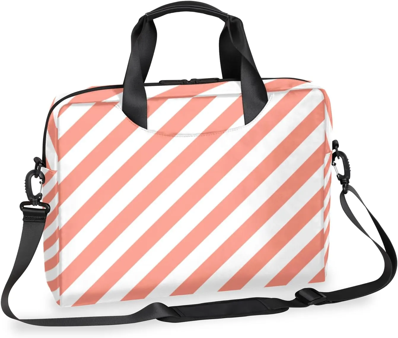 Striped Light Pink Laptop Sleeve Case 14 15 15.6 inch, Striped Light Pink Laptop Briefcase Shoulder Bag Waterproof Travel Computer Cover Carrying Bags