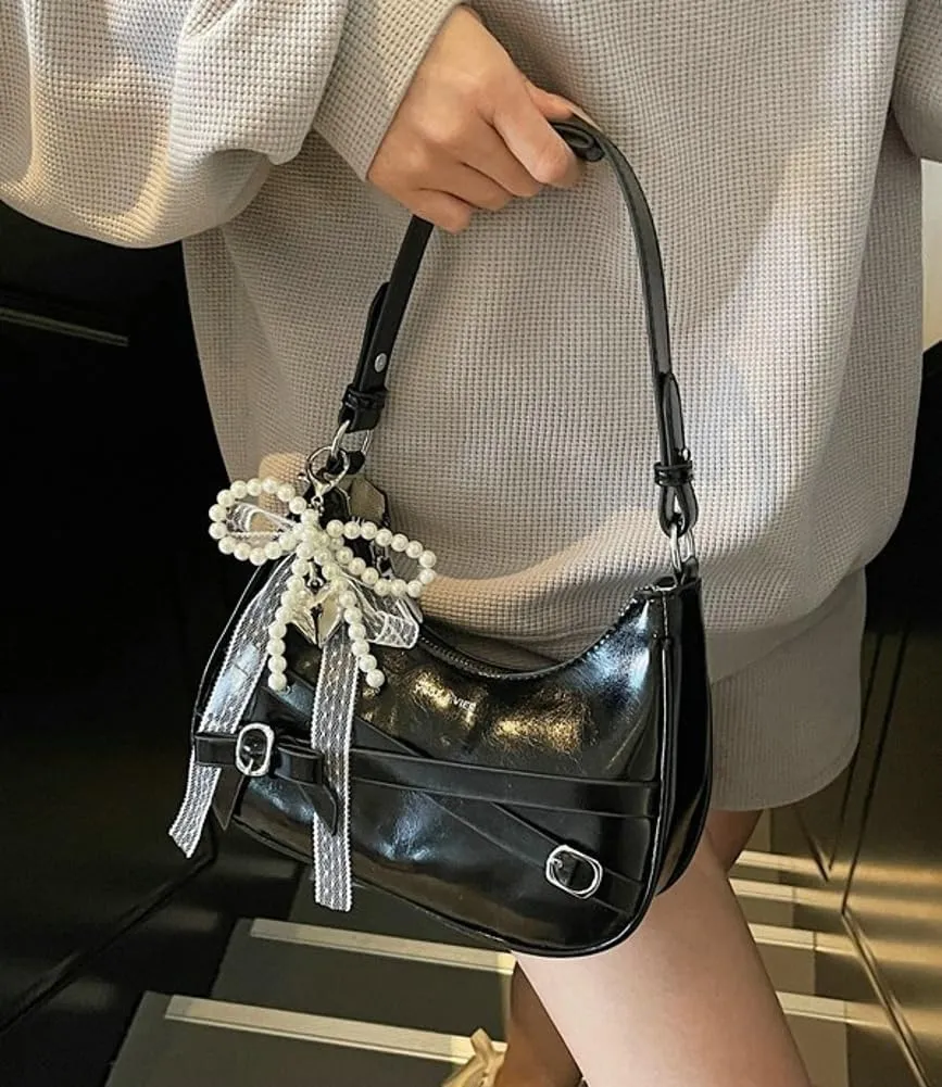 Stylish Retro PU Leather Cross Body Bag Adjustable Strap Shoulder Bag Cross Design Hobo Bags for Women 2025