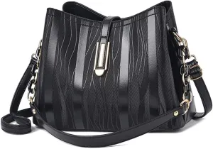 Stylish Women Crossbody Bags Faux Leather Hobo Handbags Satchel Single Shoulder Bag Textured Printing Small Totes -Blue