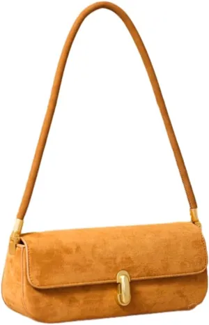 Suede Handbag Underarm Bags for women Flap Purse Small Vintage Shoulder Bag 2024 Fall Elegant Brown Suede Bag