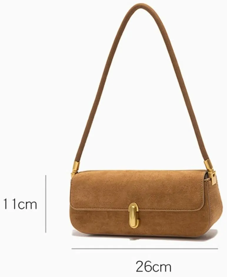 Suede Handbag Underarm Bags for women Flap Purse Small Vintage Shoulder Bag 2024 Fall Elegant Brown Suede Bag