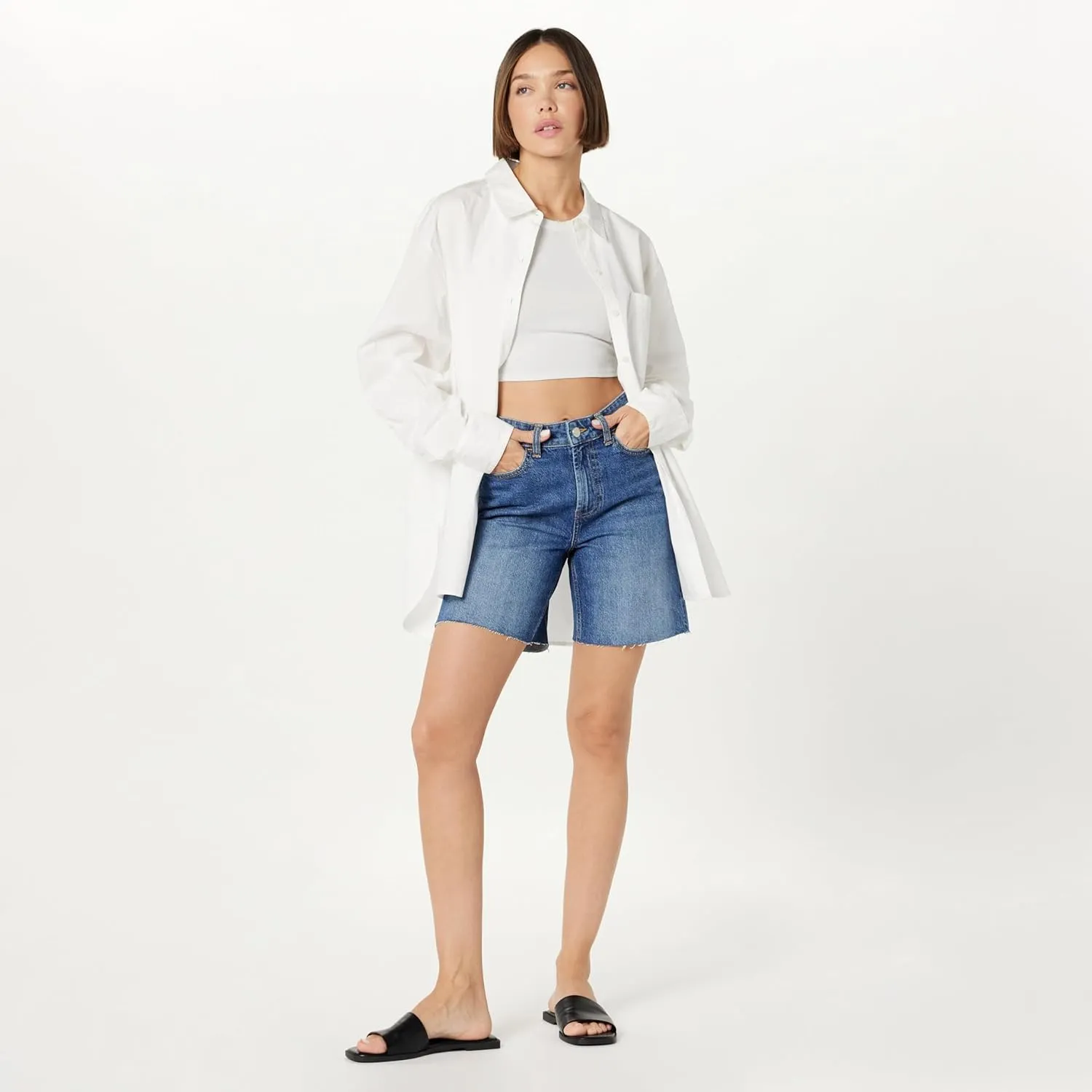 The Drop Women's Mari Long Relaxed Denim Short