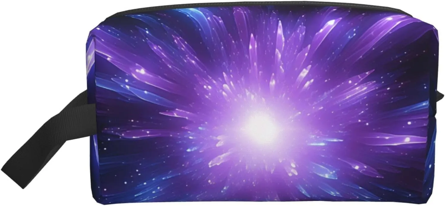 Toiletry Bag for Women Men Dopp Kit Travel Makeup Bag Make Up Organizers Cosmetic Bag Purple Blue Light Rays Hanging Toiletry Bag Shaving Bag with Large Capacity for Travel, Purple Blue Light Rays,