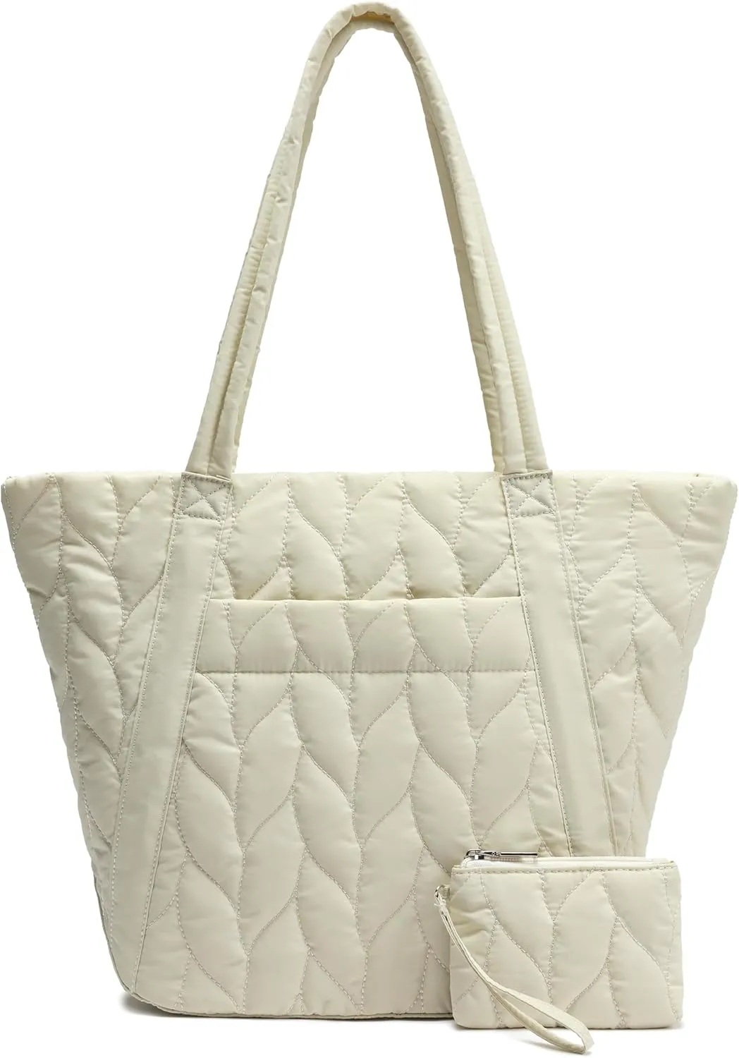 Tote Bag for Women, Quilted Tote Bag with Zipper, Puffer Work Bag Shoulder Bag Handbags Large Purse for Casual Work