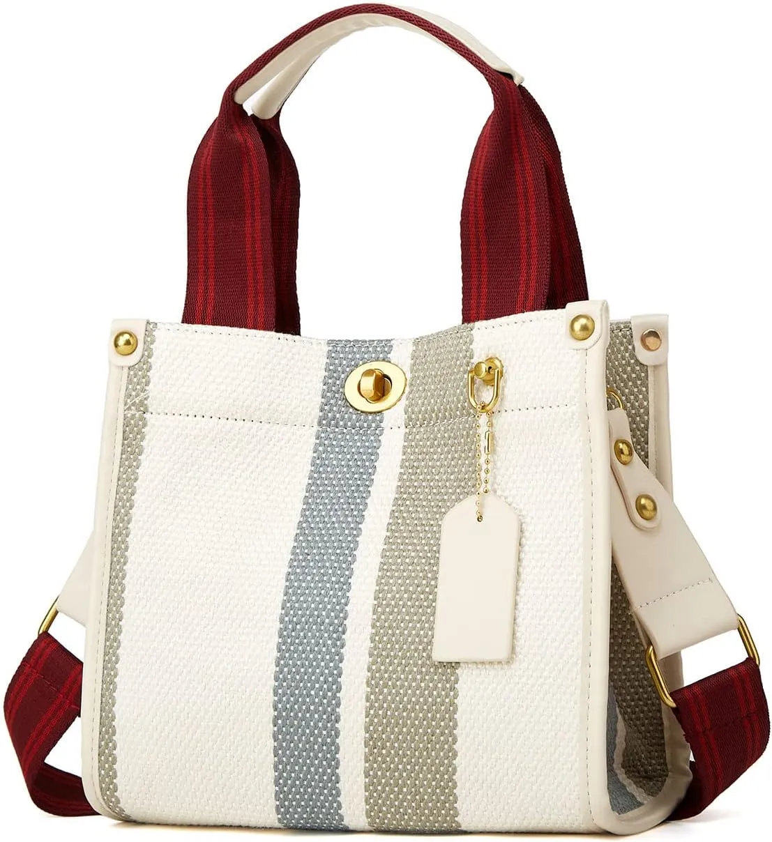 Tote Bag Hobo Bag for Women Canvas Shoulder Bags Chic Crossbody Bag Satchel Large Handbag Color Contrast Stripe