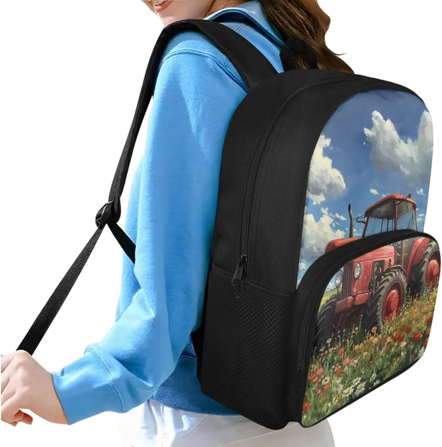 Tractor Backpack and Lunchbox Portable Cool Boys Bookbag Age 6-8 Versatile Insulated Lunch Bag for Kids Hot Food Lightweight Pre School Back Pack Set of 4