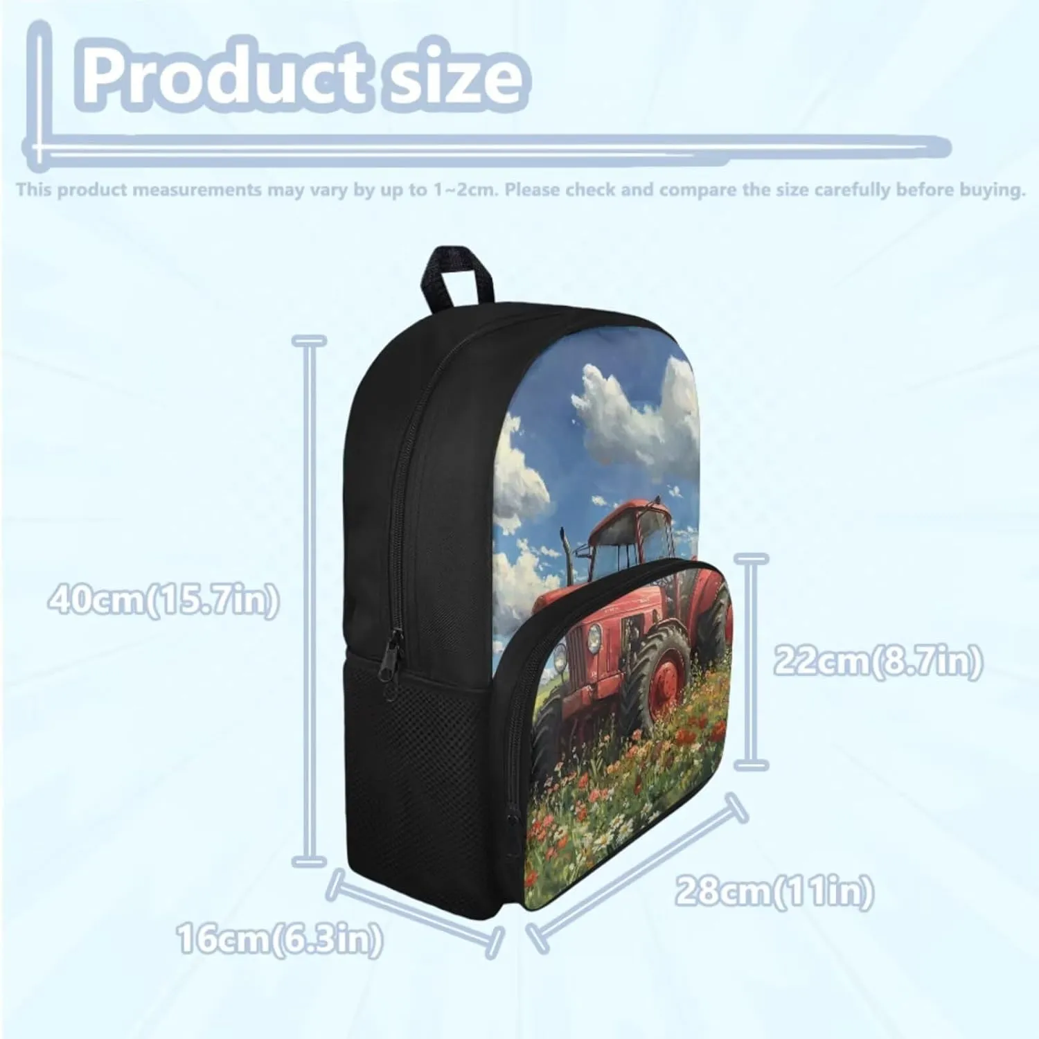 Tractor Backpack and Lunchbox Portable Cool Boys Bookbag Age 6-8 Versatile Insulated Lunch Bag for Kids Hot Food Lightweight Pre School Back Pack Set of 4