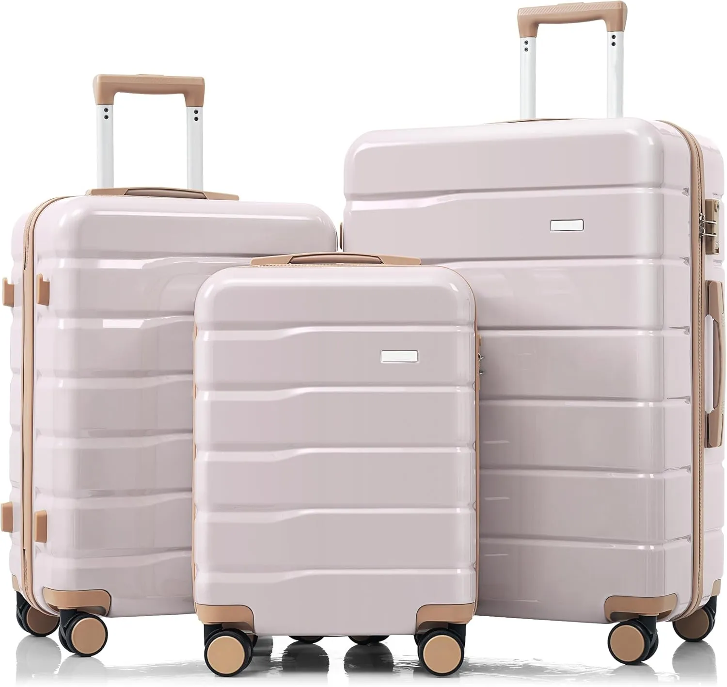 Travel Conveniently with 3-Piece Premium Luggage Set, Multiple Sizes with 360 Spinner Wheels, Light Grey
