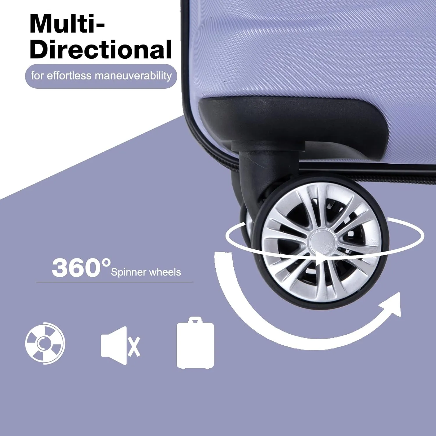Travelhouse 3 Piece Hardshell Suitcase Set: Lightweight Spinner Luggage - TSA-Approved Carry-Ons for Stress-Free Travel (Light Purple)