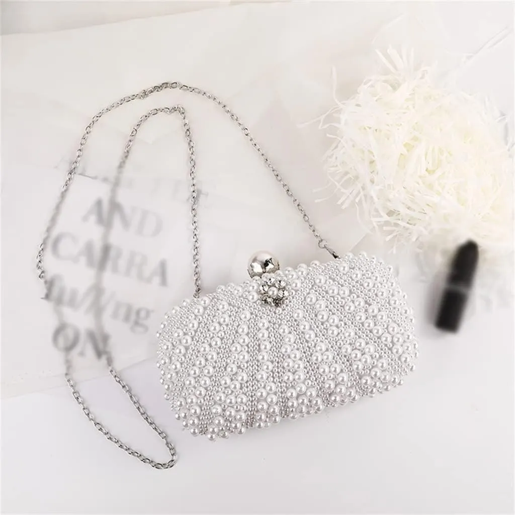 Trend Temperament Pearl Dinner Bag Chain Shoulder Bag Elegant Girl Exquisite Hand-held Evening Bag