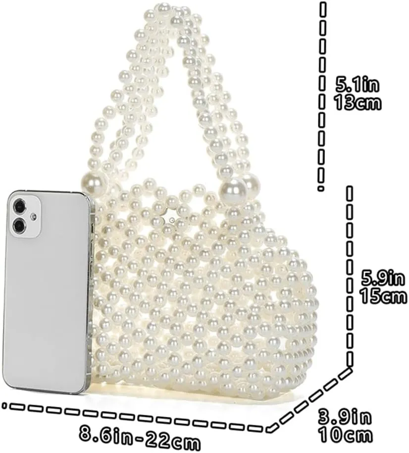Trendy Beaded Bag for Women Designer Hollow Underarm Shoulder Hobo Bag Hand Woven Crossbody Purse Handbag