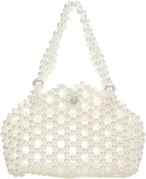 Trendy Beaded Bag for Women Designer Hollow Underarm Shoulder Hobo Bag Hand Woven Crossbody Purse Handbag