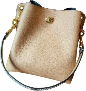 Trendy bucket bag for women,genuine leather shoulder bag,tote,simple and versatile crossbody bag with two straps.Hobo Purse,