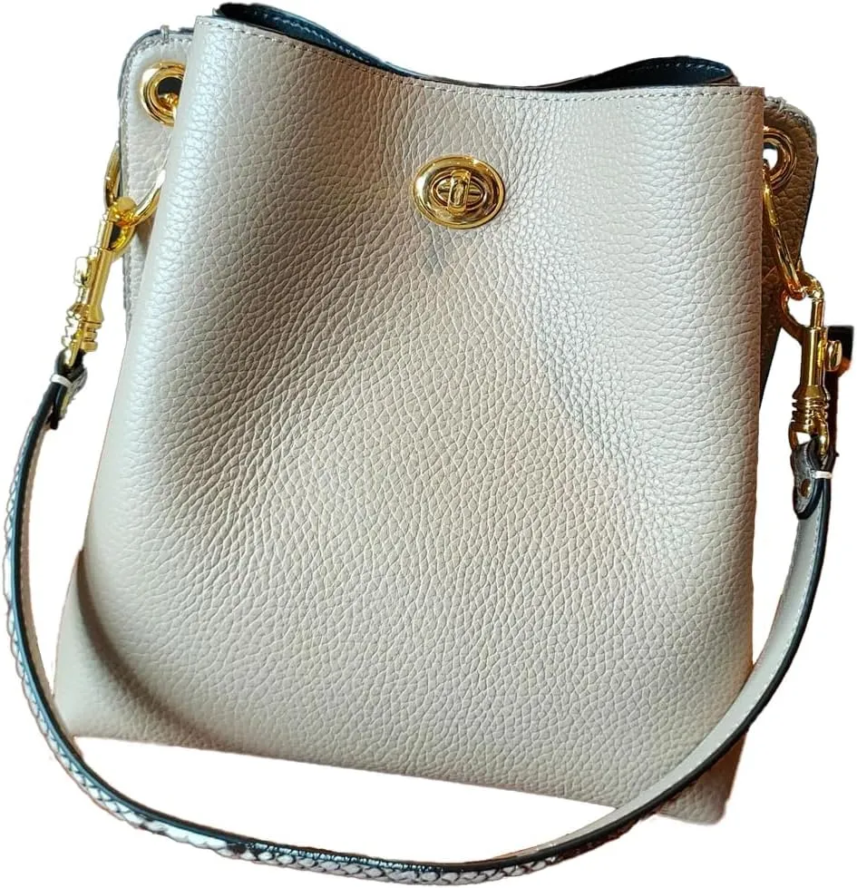 Trendy bucket bag for women,genuine leather shoulder bag,tote,simple and versatile crossbody bag with two straps.Hobo Purse,