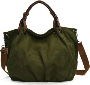 Trendy Corduroy Hobo Bags Women Crescent Crossbody Purse Slouchy Satchels Shoulder Bag Travel Top-handle Tote Handbag