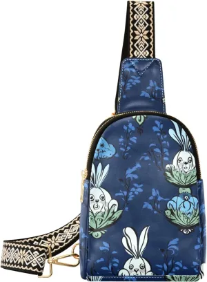 trendy Dark Blue Mystery Rabbits women fanny pack waterproof leather fanny pack crossbody for day pack